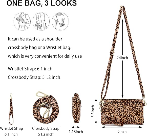 befen Echt Lederen Polsbandje Clutch Portemonnee Portemonnees met RFID- blokkering, Kleine Crossbody Tassen Schouder Handtas voor Vrouwen, Zwart, Small, Klassiek