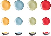 Vista 86 de Colors Life juego de vajilla, exterior negro brillante con interior de color mate