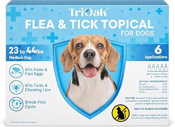 Flea and Tick Prevention for Dogs, 6 Doses Topical Flea Treatment, Helps Control Fleas, Ticks and Lice, for Medium Dogs 2344 lbs, Waterproof, Fast Acting