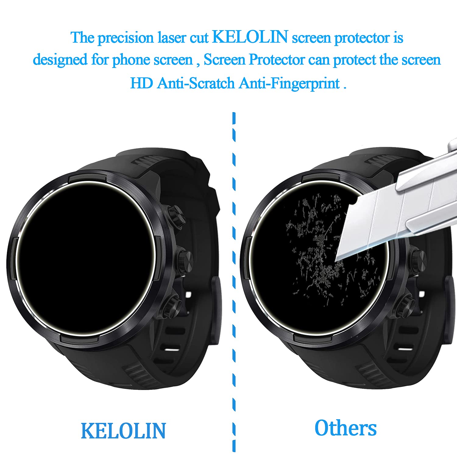 Proteggi schermo per orologio intelligente da 5 pezzi per Suunto 7 Pellicola protettiva antigraffio rotonda in vetro temperato  44