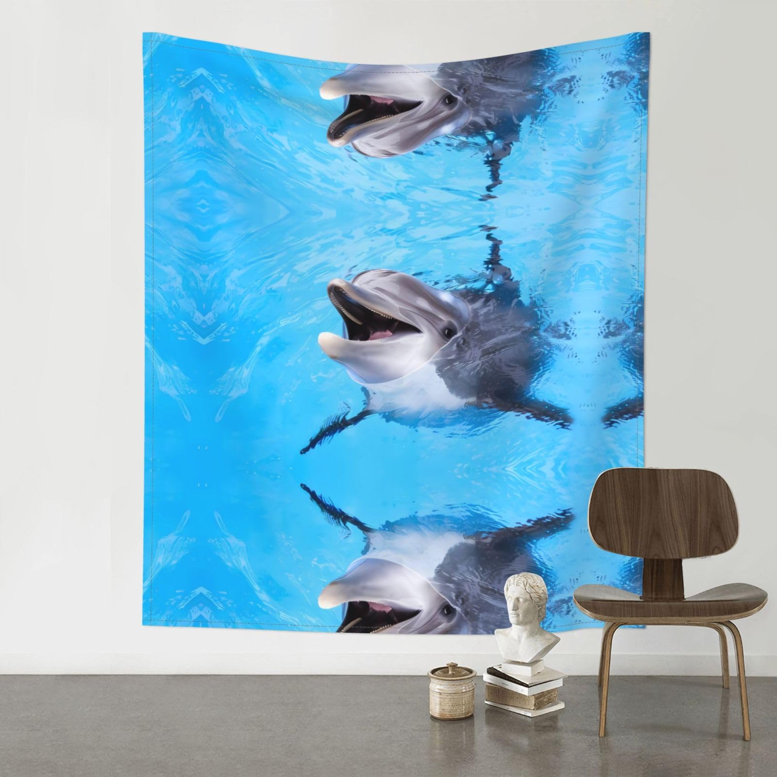 WHJSSF Dolphin Prints Wall Tapestry 60x51in - Boho Decor Throw for Bedroom, Dorm, Picnic & Outdoor Adventures