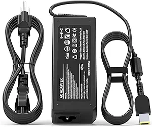 VUOHOEG 65W Laptop Charger Compatible with Lenovo ThinkPad L440 L450 L460 L540 T440 T450 T460 E440 E450 E550 E560 X240 X250 X260 Yellow Square Tip AC Adapter