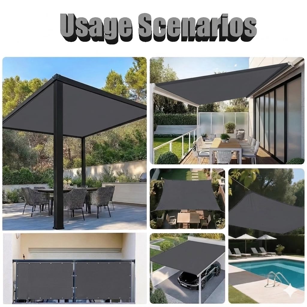 Sonnensegel Rechteckig 2.8x2.9m Wasserdicht Sonnensegel mit ösen UV-Schutz, Winddicht Wetterfest Langlebig für Garten Terrasse Balkon inkl Seile & Kabelbinder, Anthrazit