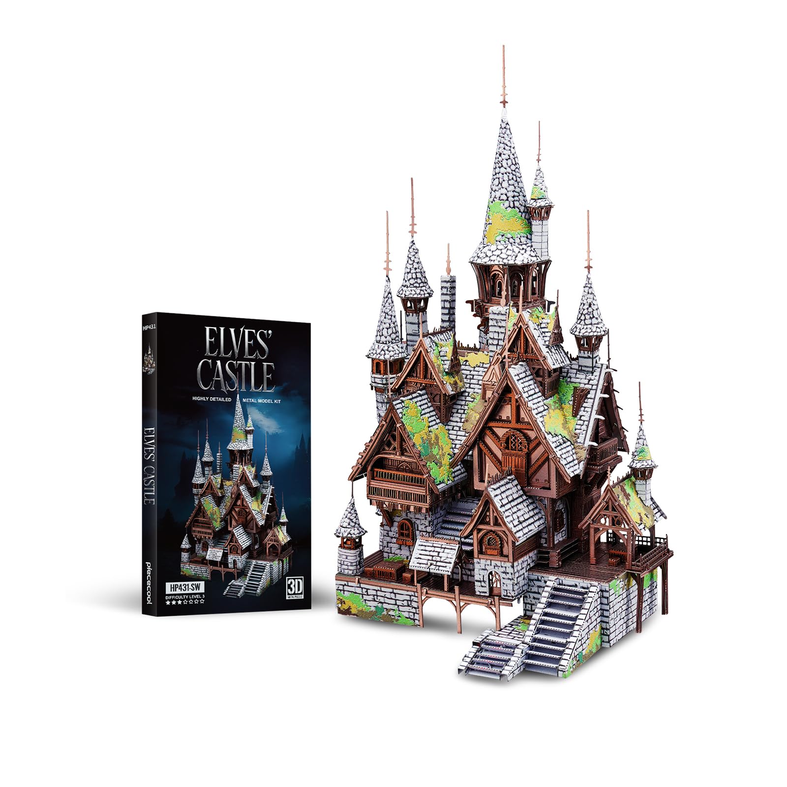 Piececool Puzzle in metallo 3D a forma di castello di elfi, per adulti, kit di costruzione fai da te per architettura, tempo in famiglia, decorazione per la casa, idea regalo