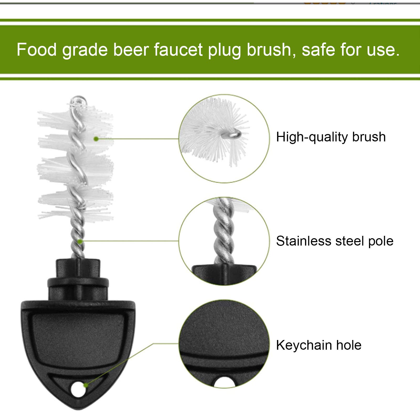 Kit Pulizia Rubinetto Birra - 5 Tappi E 5 Spazzole In Gomma Per Birra Alla Spina - Foto 5