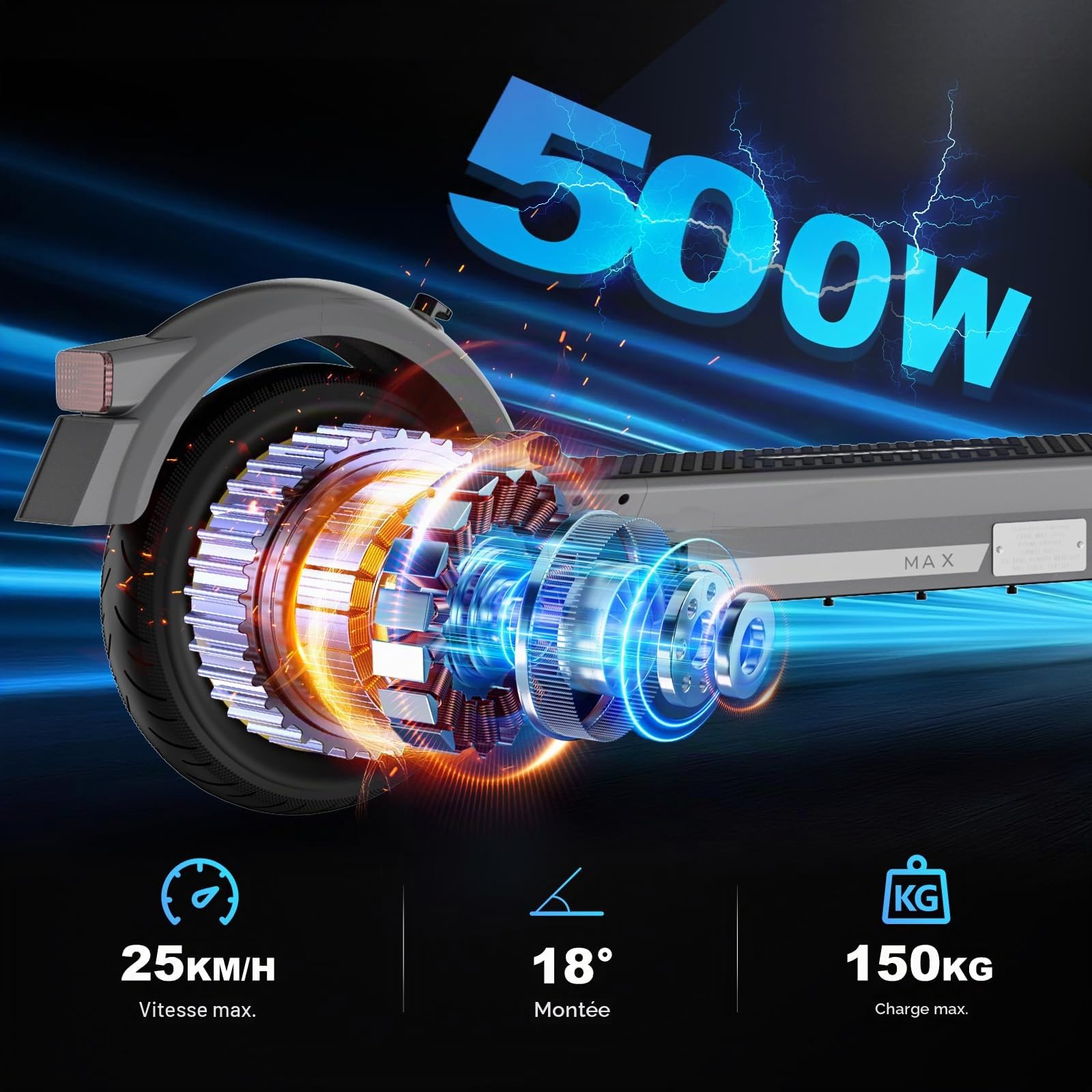 EVERCROSS Trottinette Électrique Adulte, 500W Scooter Électrique Pliable avec App, Jusqu’à 100-150 km d’Autonomie, 25 km/h, Pneus 10" Anti-Crevaison, Double Suspension, Écran LED