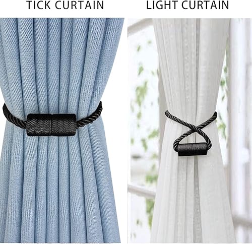 Miniatura 8 de Paquete de 2 alzapaños magnéticos fuertes para cortinas para exteriores, alzapaños decorativos modernos, hechos a mano, sujetadores decorativos para