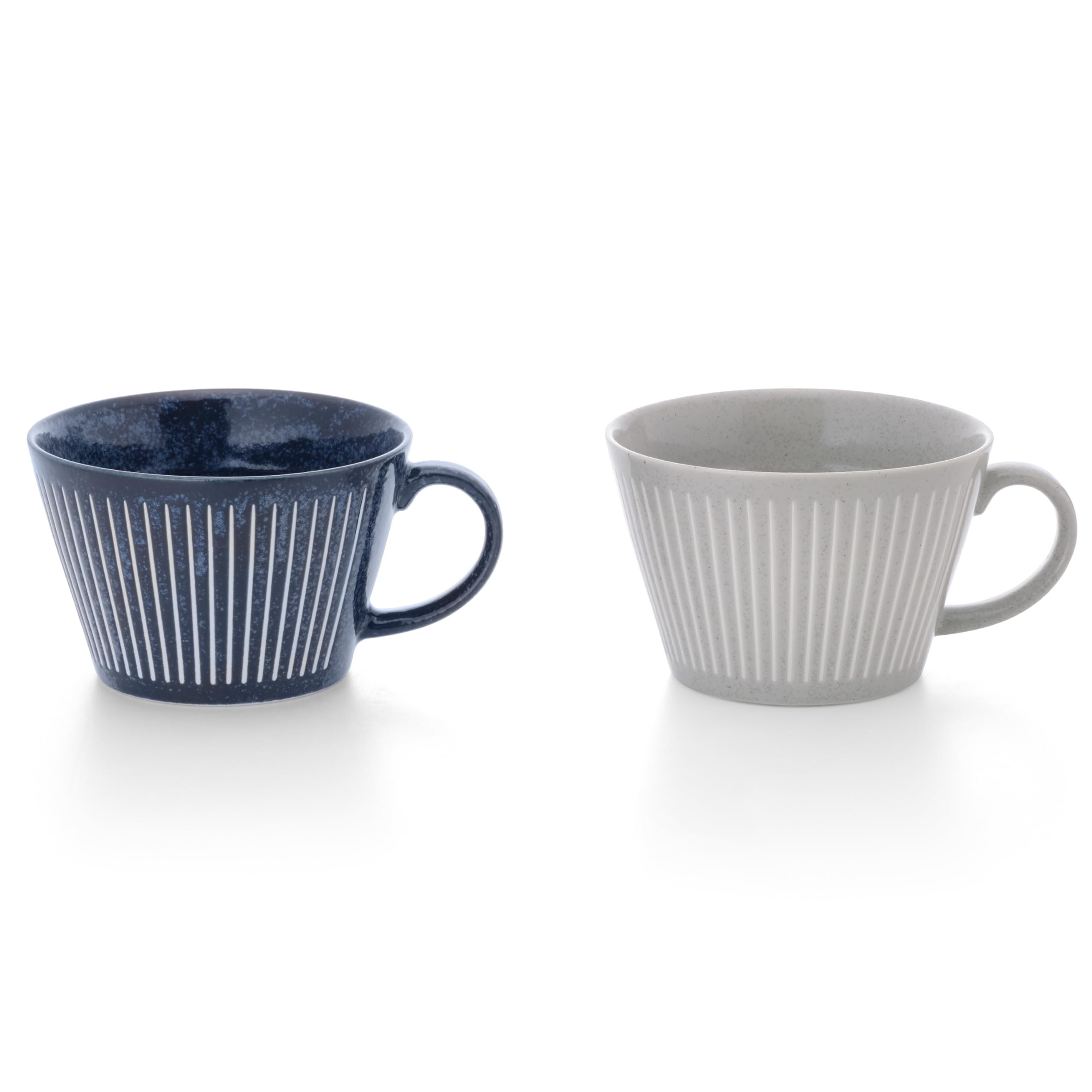 Tamatou Mug, Mug, Cup, Soup Cup, Mino Ware, Lightweight Soup Mug with Estimated Line (Modern Tokusa, Set of 2)