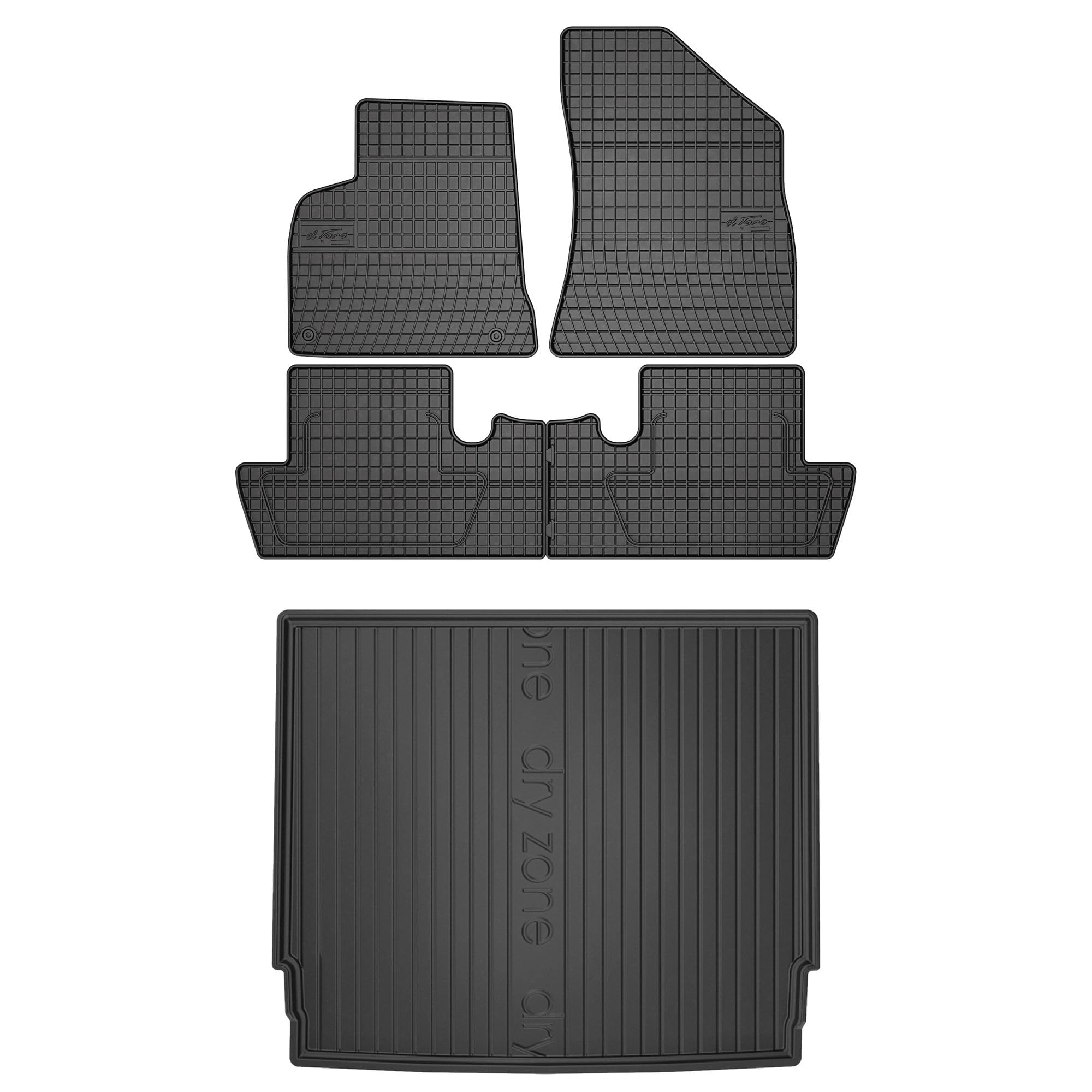 MOTOS Kit de tapis de voiture et de tapis de coffre en caoutchouc pour Peugeot 5008 I 2009-2017 Améliorez votre confort de voyage avec tapis antidérapant voiture ElToro- Tapis de sol voiture tous temp