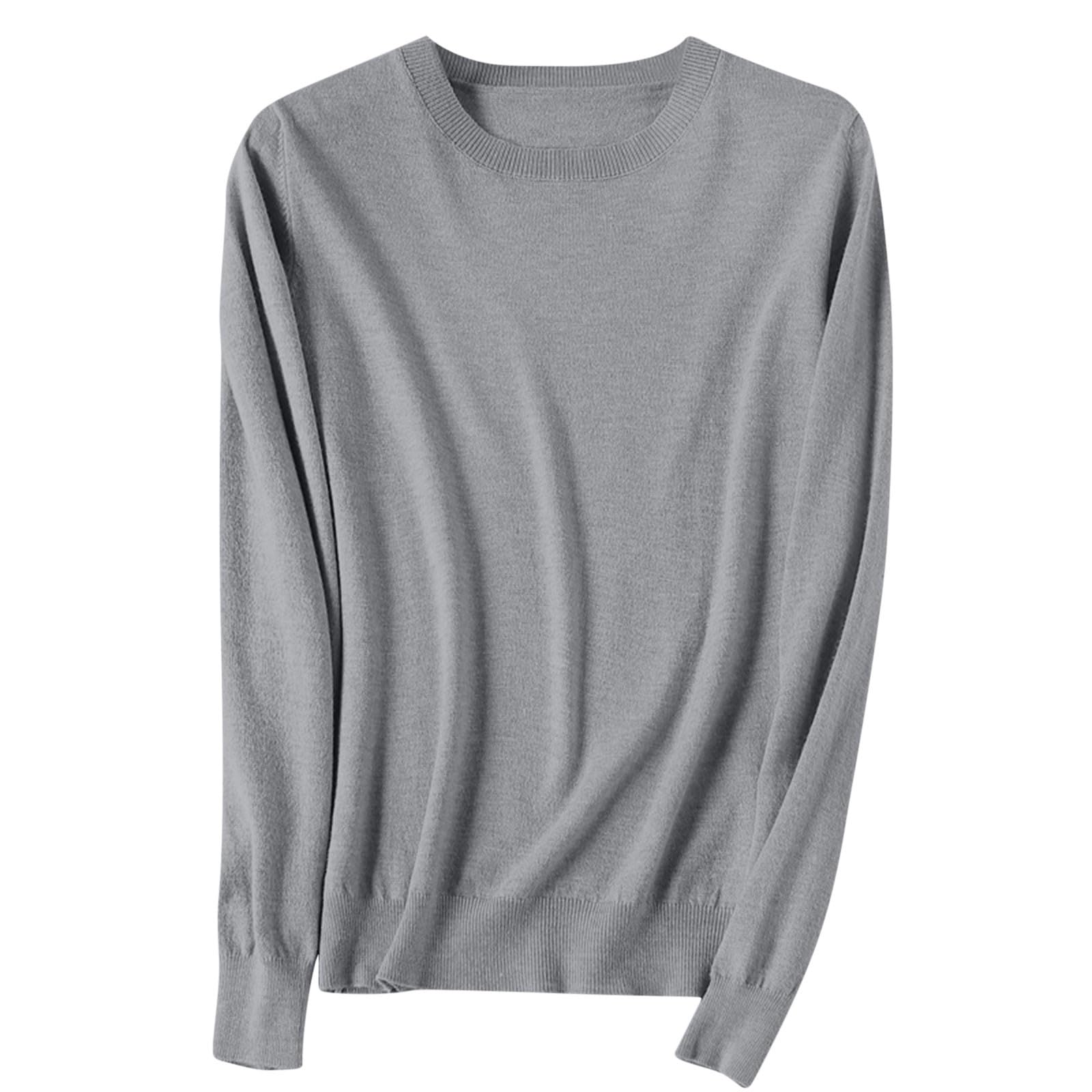 Womens Knit Sweaters Soft Comfy Long Sleeve Crew Neck Pullover Tops Lightweight Loose Basic Fall Sweater Outfits
