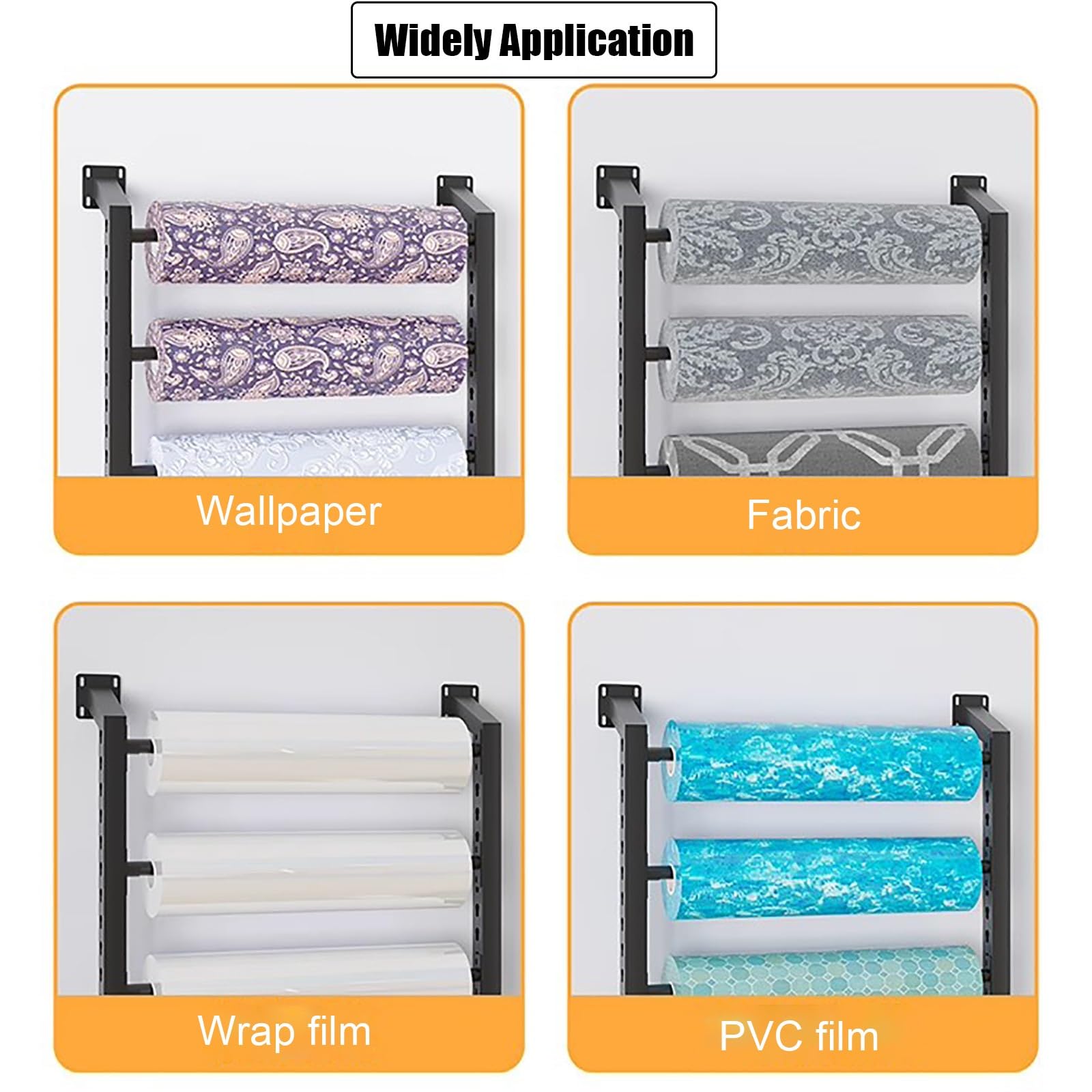 Soporte metálico de 10 niveles para vinilo de coche, expositor de rollos de tela para pared con barra ajustable, organizador de papel tapiz para películas de ventanas de coche comerciales, para garaje