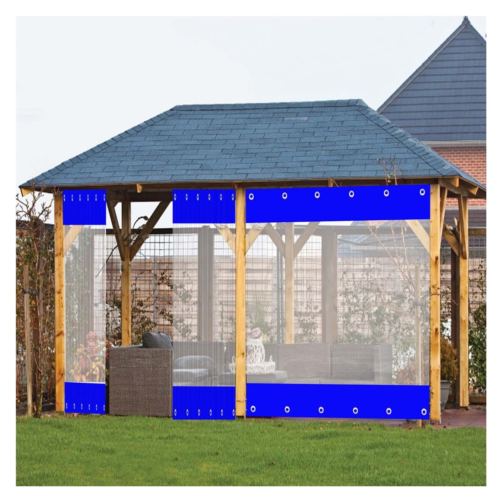 GJMSSMY Waterproof PVC Door Curtain with Reinforced Eyelets Heavy-Duty Transparent Design for Outdoor Gas Tents - Maximum Protection Against Weather Elements