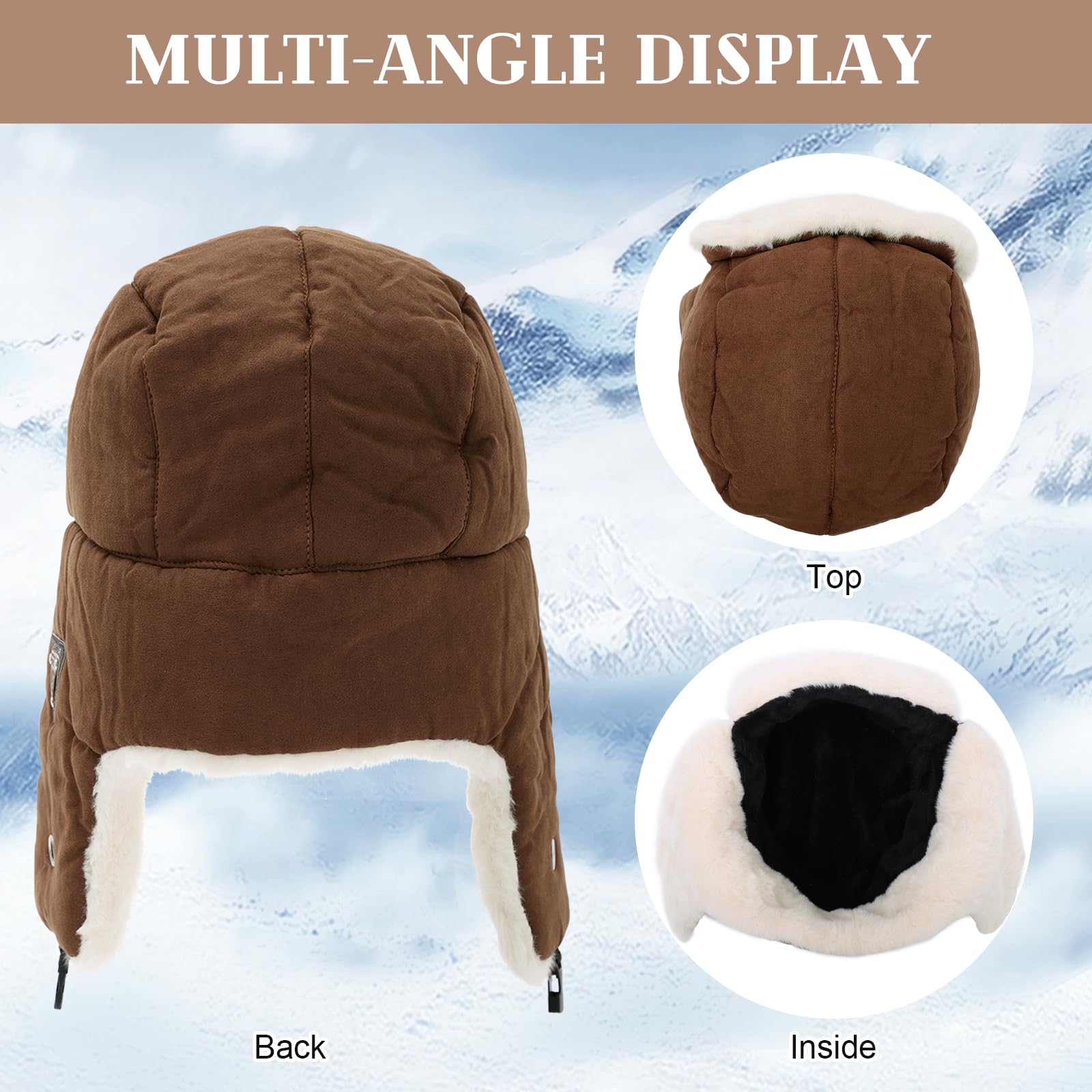 Sombrero de Invierno Trapper para Hombres y Mujeres con Orejeras, Forro de Polar, Sombrero Térmico a Prueba de Viento para Esquí, Senderismo y Actividades al Aire Libre (Talla 54-60 cm)