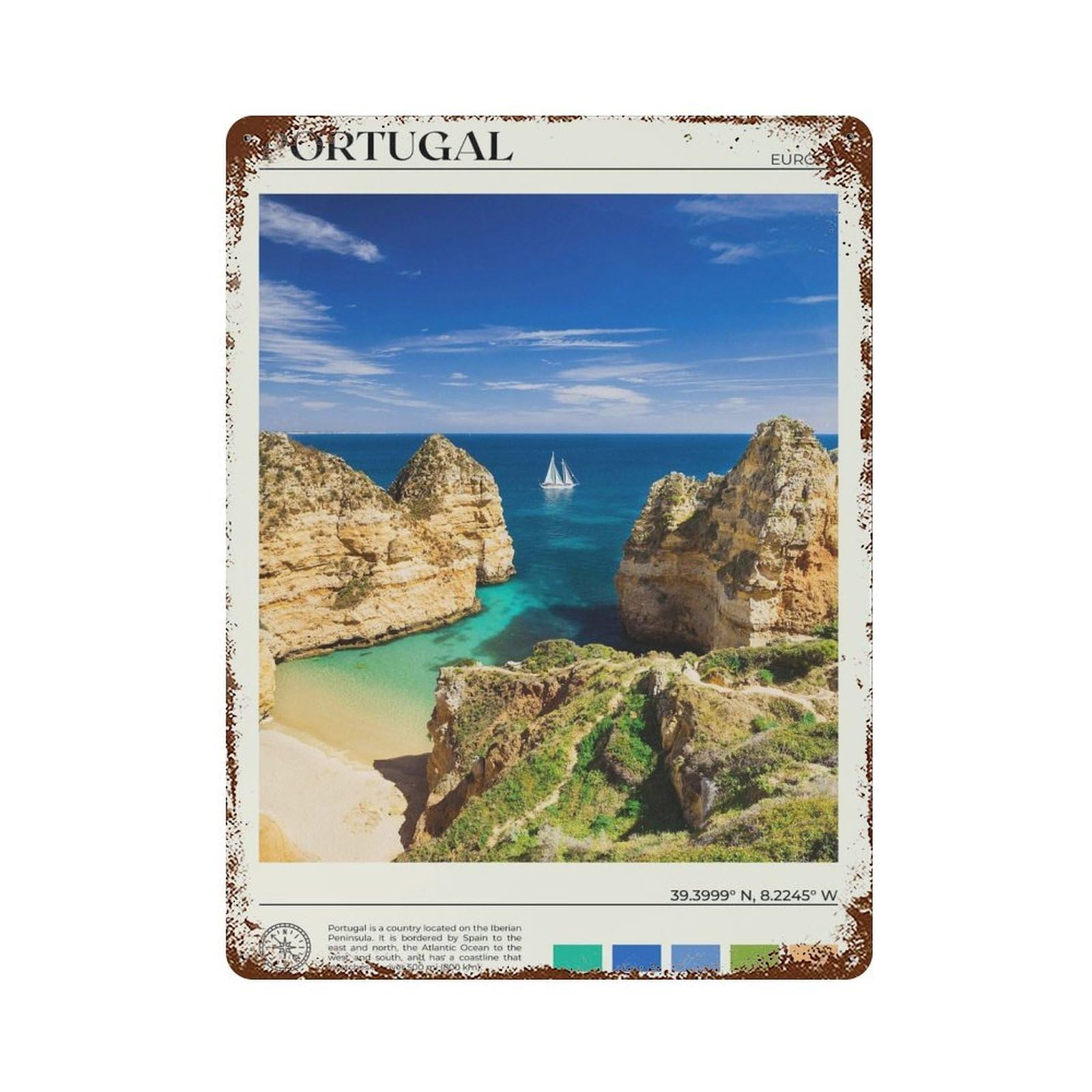 xiaoxiaoshen Real Photo Portugal Decor Lisbon Wall Decor Art Metal Tin Poster Modern Home Decor Art Home Bar Shop Decorations Vintage Sign 40x30cm