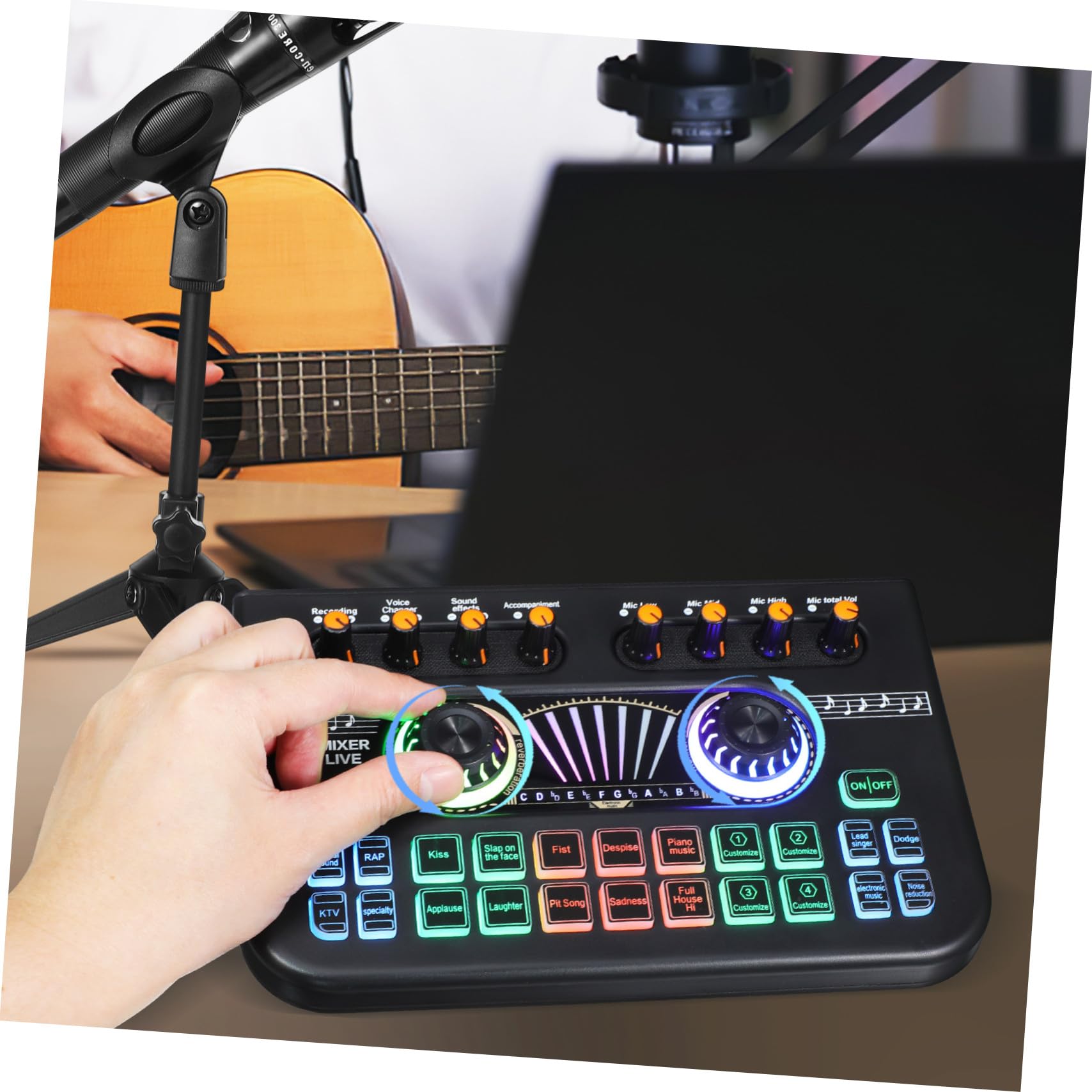 Cabilock Kit De Podcast Changeur De Voix Pour Jeux Vidéo Kit Dj Équipement De Podcast Carte Son En Direct Mixeur Audio Carte Son Pour Diffusion En Direct Équipement De Studio De