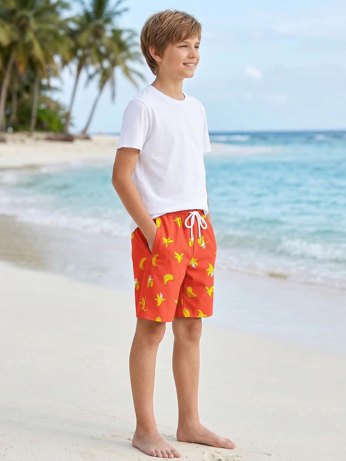 3 Pack Boys Swim Trunks Kid Board Shorts UPF 50+ Swim Shorts with Boxer Liner Quick Dry Beachwear Swimsuit for 7-16Y