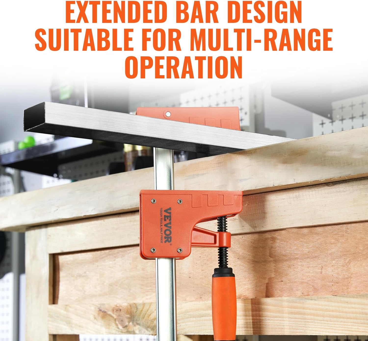 VEVOR Bar Clamps for Woodworking, 2-Pack Parallel Clamp Set, F Clamp, Even Pressure, High-strength Plastic and Carbon Steel, Wood clamps for Woodworking Metal Working