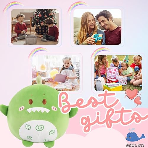 Miniatura 4 de ARELUX Suave almohada de peluche de animé de dinosaurio, lindo juguete de peluche de dinosaurio de peluche, decoración de habitación, decoración de