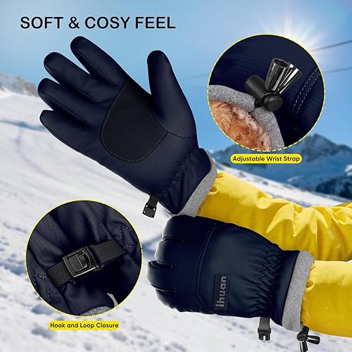 Miniatura 5 de ihuan Guantes de esquí impermeables de invierno para niños, snowboard, pantalla táctil, nieve, ciclismo, correr, para niños y niñas