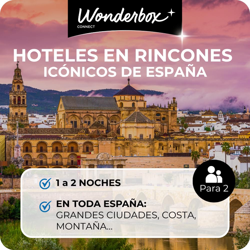 WONDERBOX – Cofre Regalo Turismo en España - De 1 a 2 Noches para 2 Personas - Escapada para Parejas - Regalar experiencias - Hoteles en Las Zonas españolas más emblemáticas