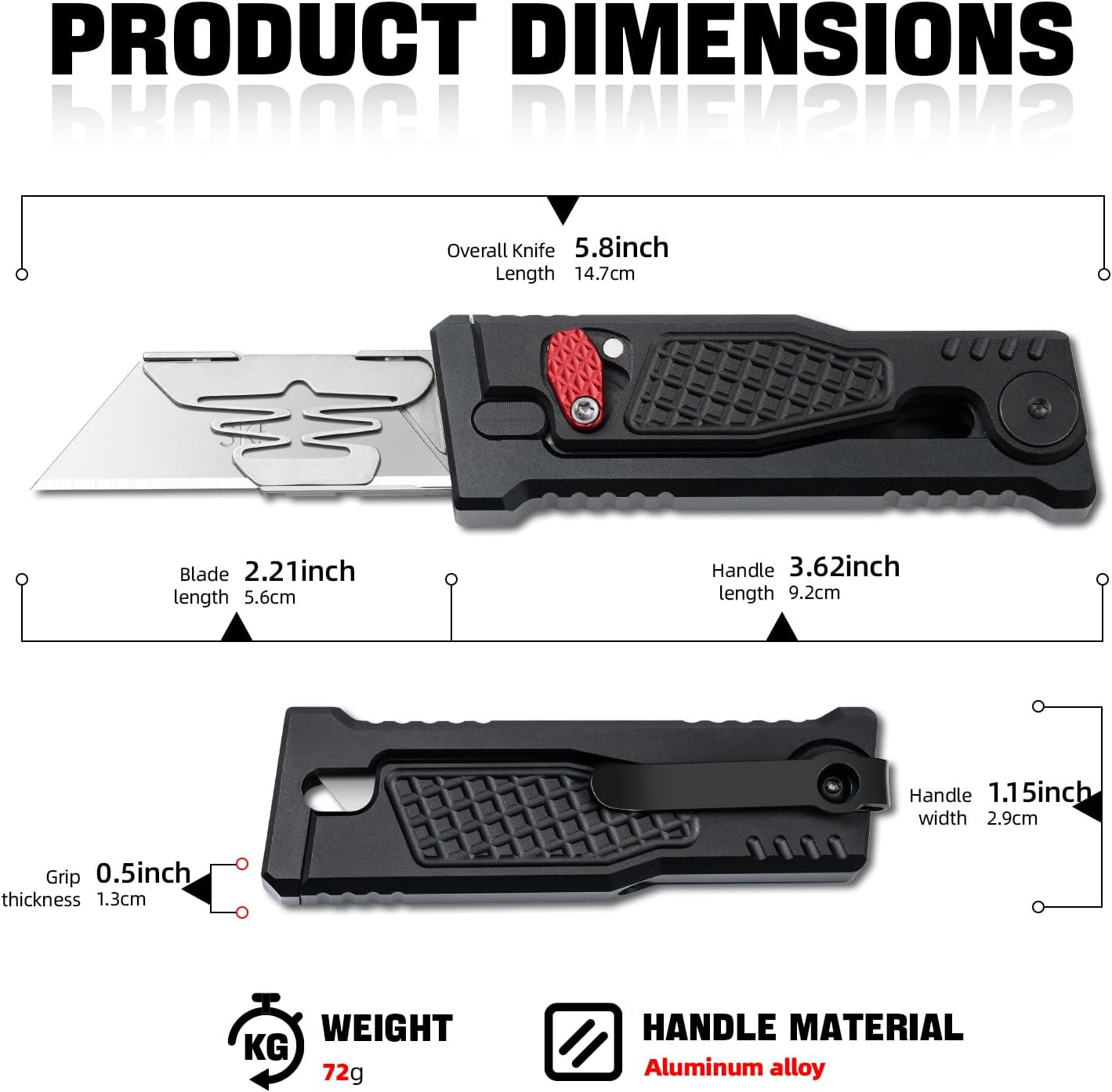 cckk Retractable Utility Knife, Green EDC Box Cutter Retractable Pocket Knife with 10PCS Razor Blades, Safty Heavy Duty Box Cutter with Clip