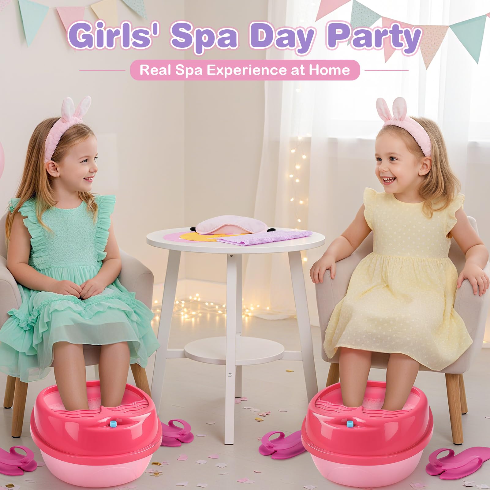 Dreamon Spa Pieds Enfants pour Filles – Spa Pédicure avec Changement de Couleur, Bain de Pieds, Séchoir à Ongles & Masque– Kit Spa Manucure & Pédicure 27 Pièces – Cadeau Relaxant pour Enfants 6-12 Ans
