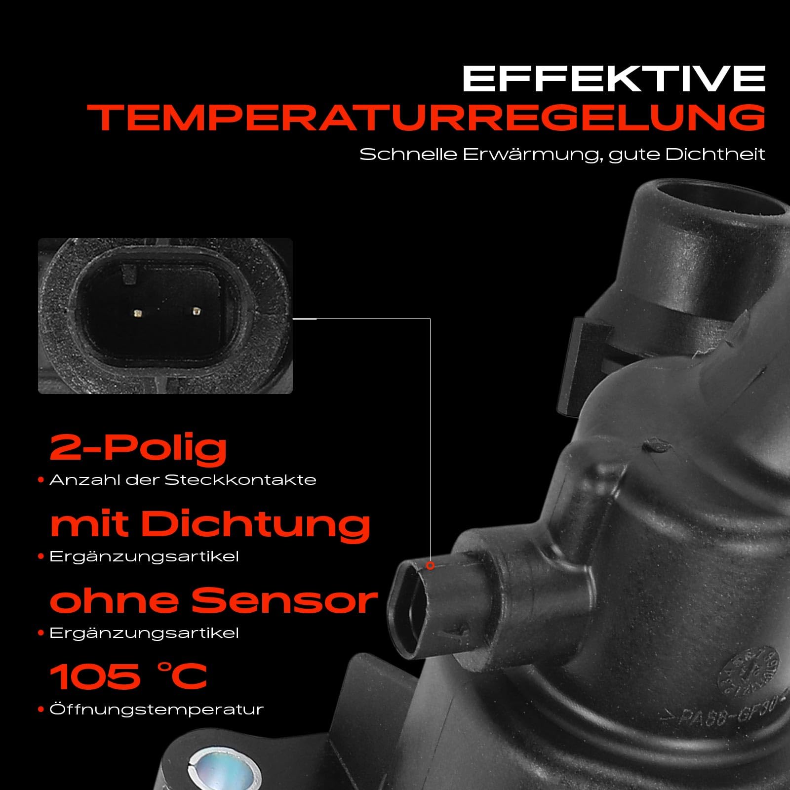 Frankberg Termostato del liquido di raffreddamento 2 Poli 31686560 | Compatibile con: XC60 II 246, S80 II 124, V40 Cross Country 526, V40 Hatchback 525, XC60 156, V90 II Station wagon 235