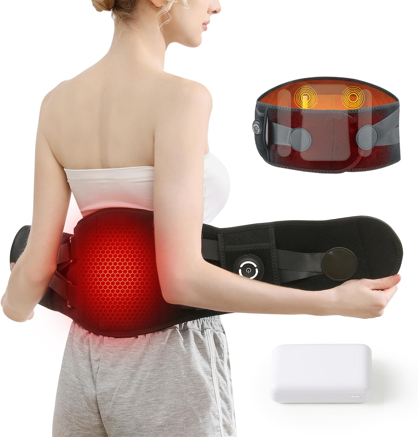 Cordless Heating Pad for Back Pain Relief, Portable Graphene-Infused Heating Pad with 5000mAh Power Bank for Pain Relief/Muscle Relax/Period Cramps, Spring Outdoor Essential