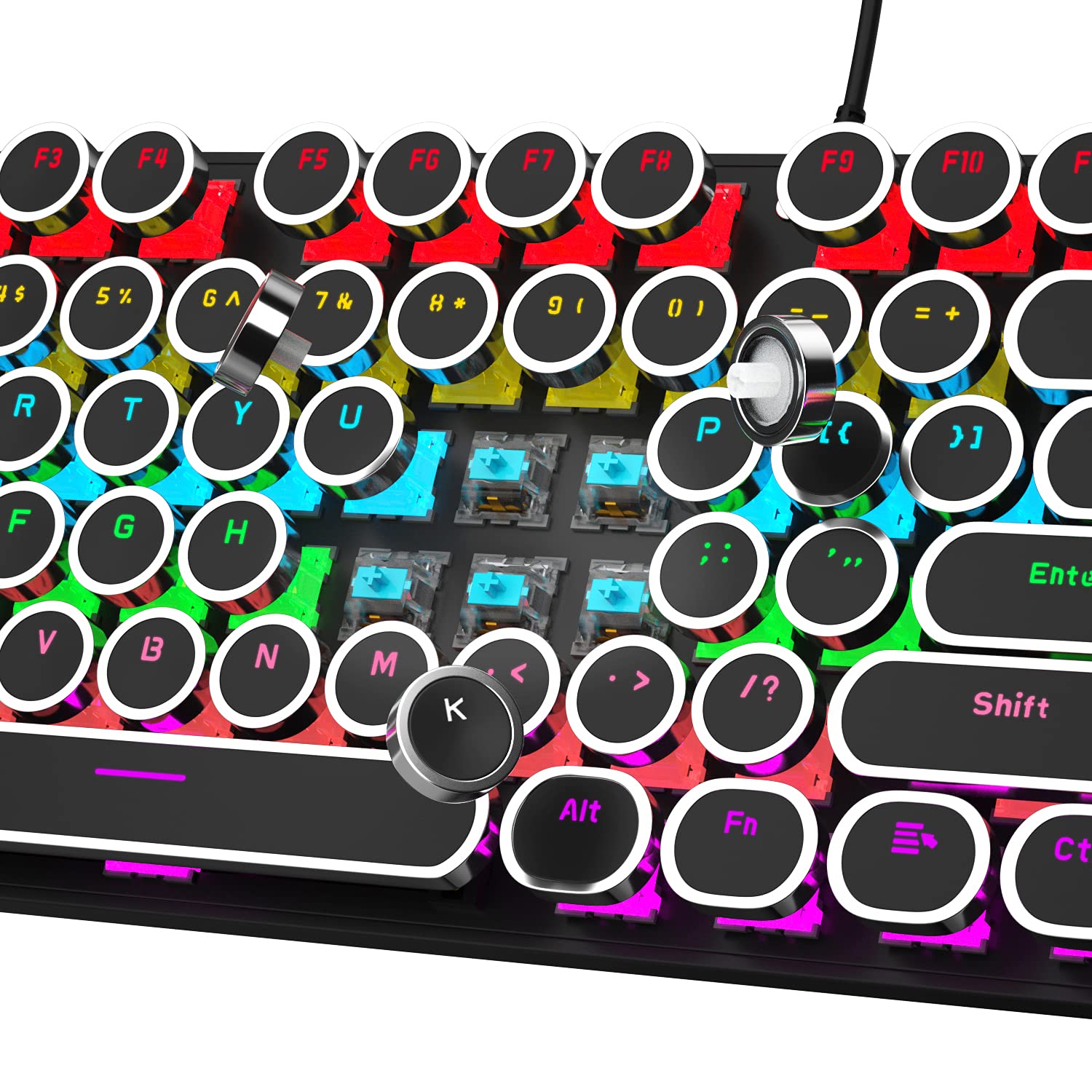 MageGee Typewriter Mechanical Gaming Keyboard, Retro Punk Round Keycap