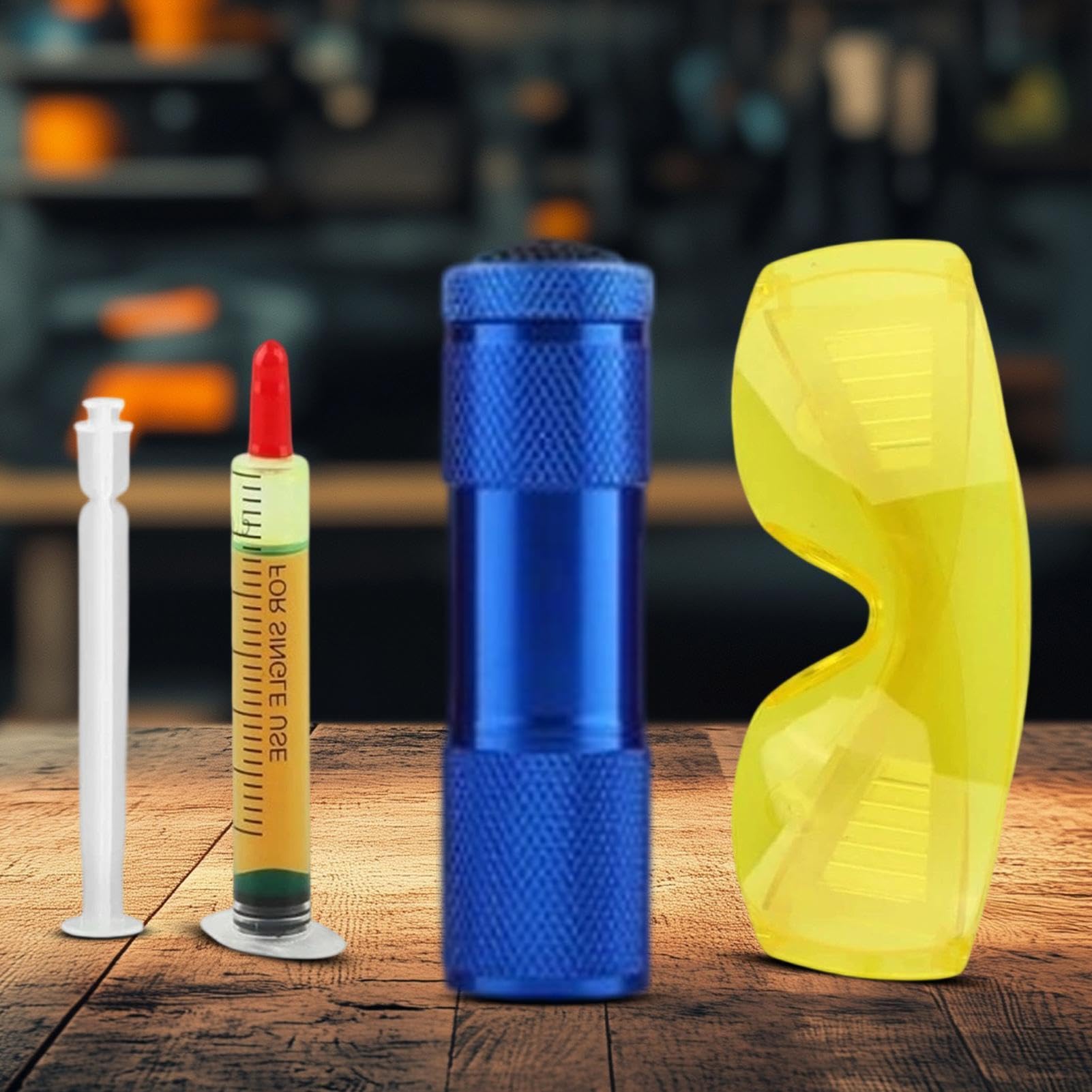 Kit Rilevamento Perdite AC - Torcia UV Occhiali Protettivi Cercaperdite Di Precisione | Per Aria Condizionata Auto Motore Radiatore Frigorifero Evaporatore Compressore Officina