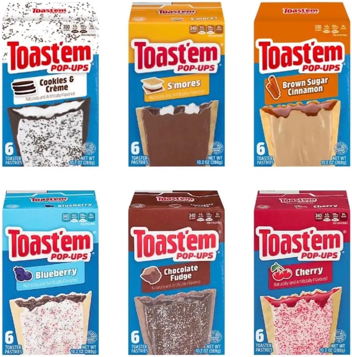 Bharti Ben Toast'em Pop Ups Toaster Pastries | American | Multiple Flavours | 6 Toaster Pastries per Box | 288g | Pack of 6 | Similar to Pop Tarts
