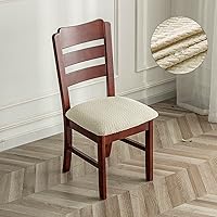Vista 7 de Genina - Fundas de asiento impermeables para sillas de comedor y cocina (color beige, 4 piezas)