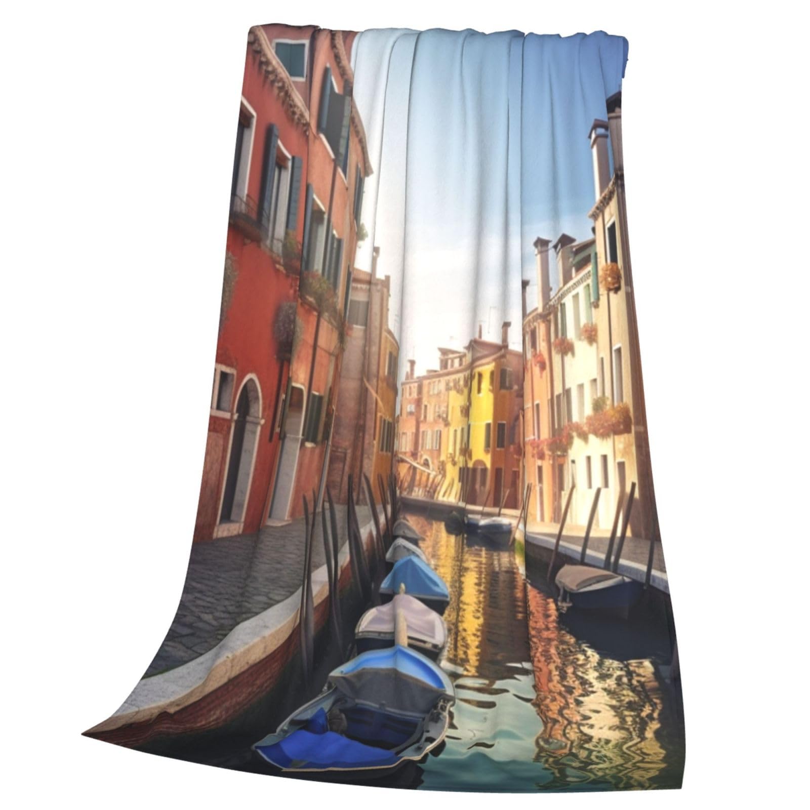 Couverture flanelle microfibre douce motif Italie chic