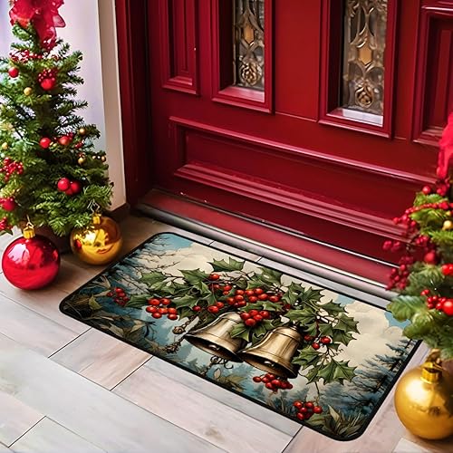 Miniatura 3 de Alfombra lavable de 20 x 40 pulgadas, diseño de bayas rojas para baño, pasillo, cocina, decoración del piso del hogar