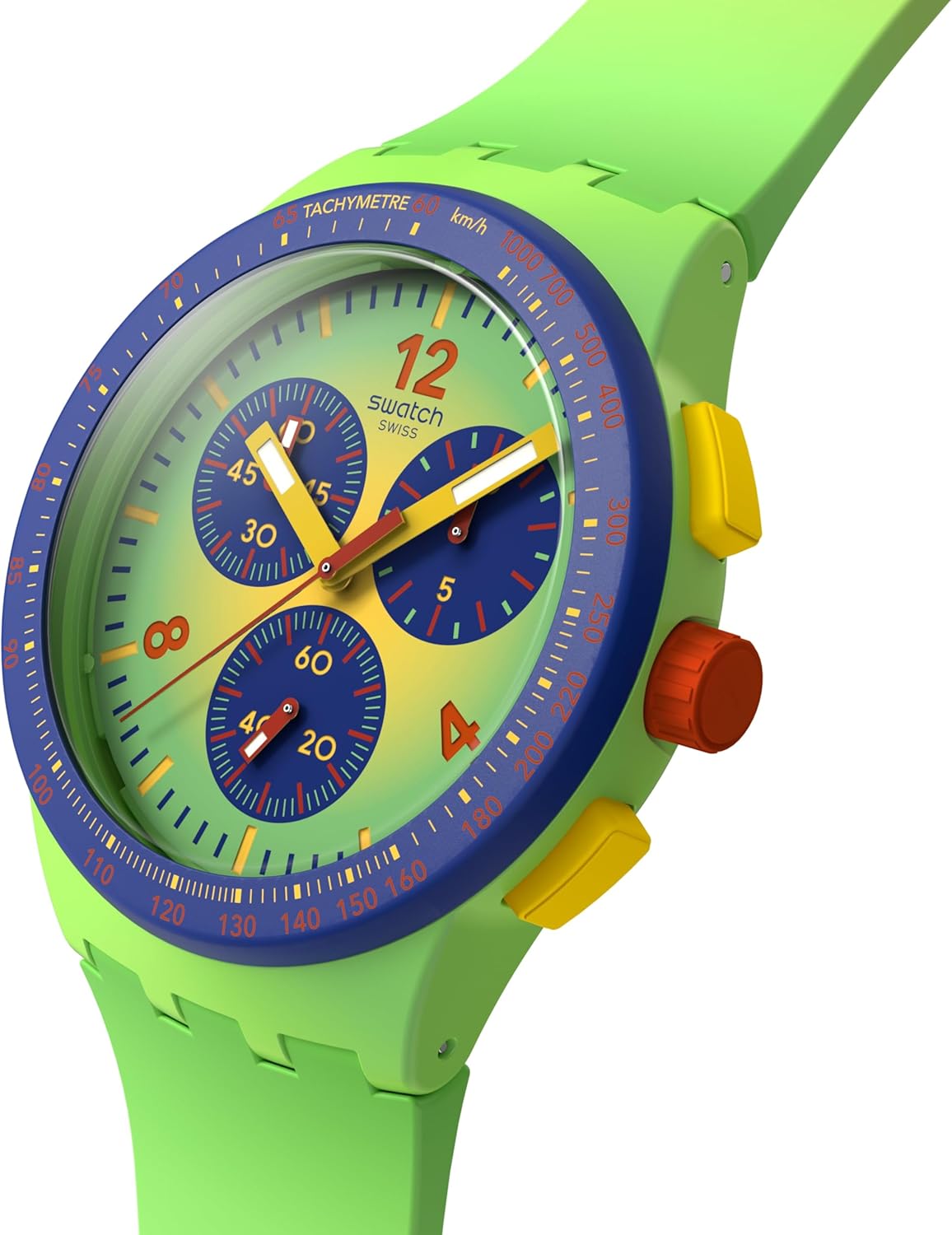 Swatch Chrono 42 Unisex Watch Dress Stainless Steel Green Quartz Waterproof Flowing Freshly