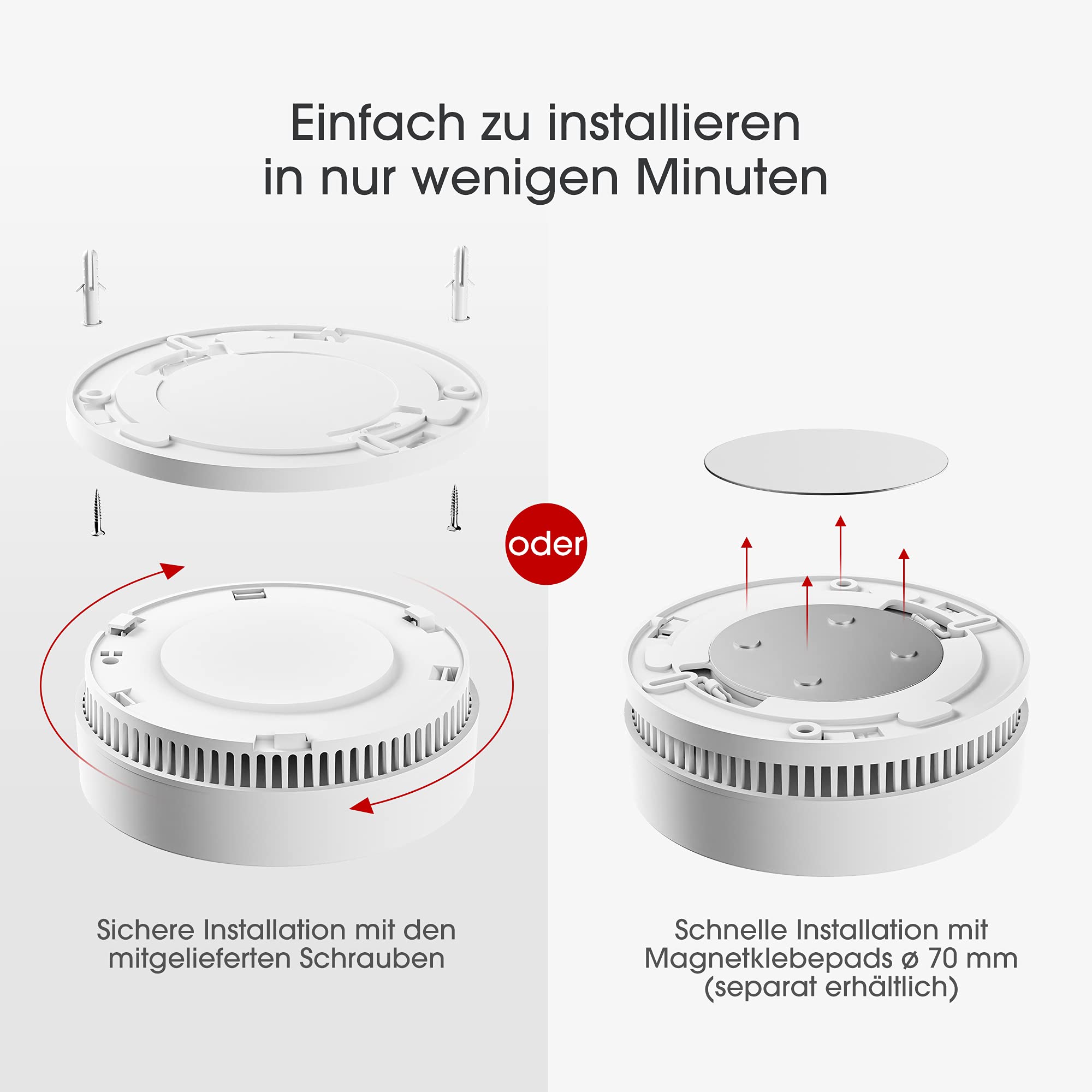 X-Sense Verbesserter Rauchmelder 10 Jahre Batterie, Feuermelder mit fotoelektrischem Sensor, EN14604 geprüfte Brandmelder, SD2J0AX, 5er Set