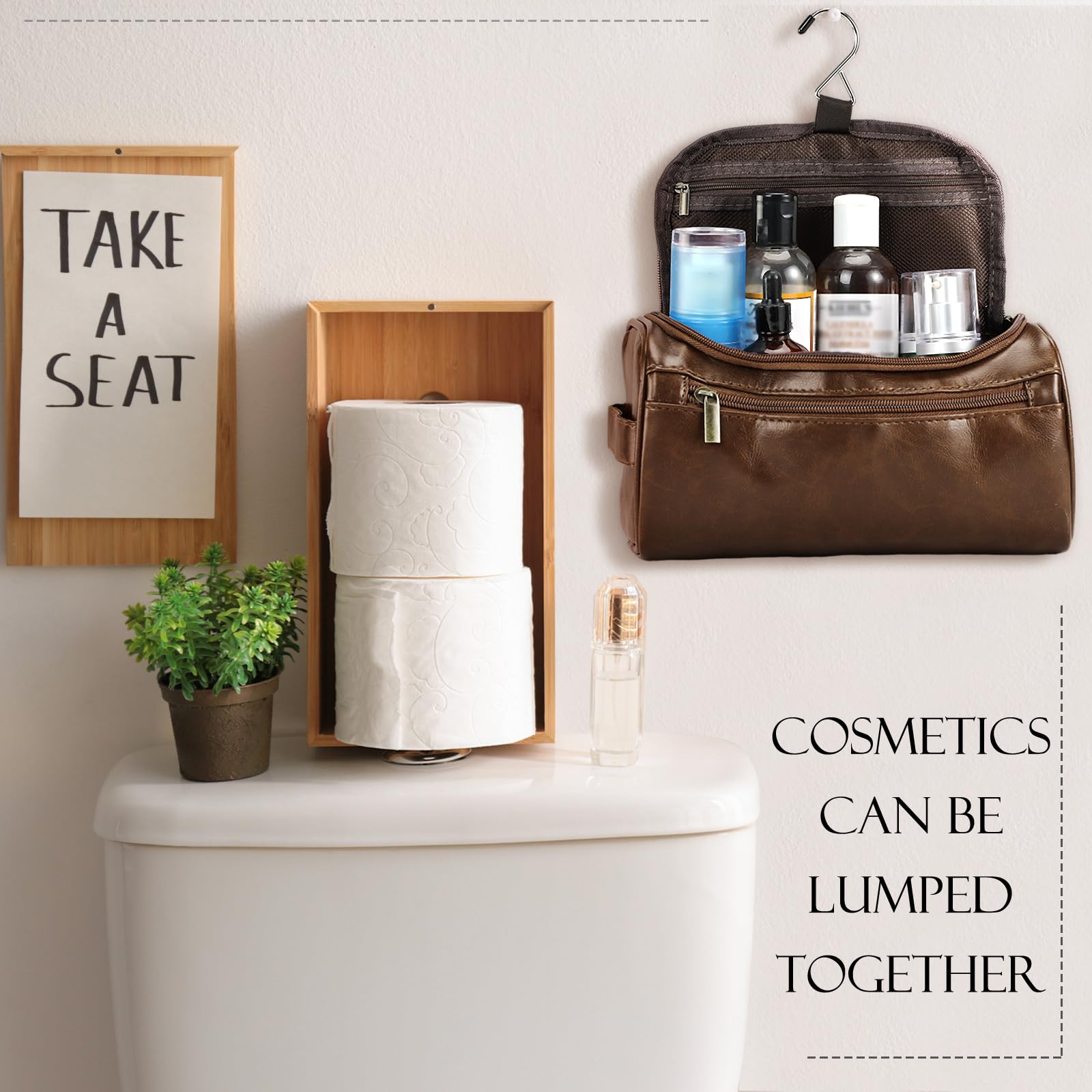 Aliceset 6 bolsas de aseo de cuero para padrinos de boda, bolsa de aseo para hombres con gancho, bolsa de regalo de boda, bolsa de propuesta de padrinos de boda con asa lateral, regalo para padre,