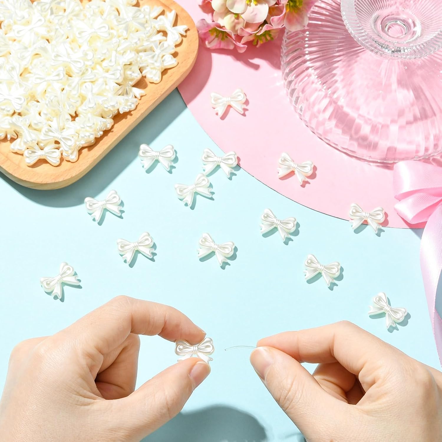 DanLingJewelry 500Pcs Cute Bow Shaped ABS Imitation Pearl Beads Bulk White Bowknot Beads for Jewelry Making Crafts Accessories Gifts - Image 4