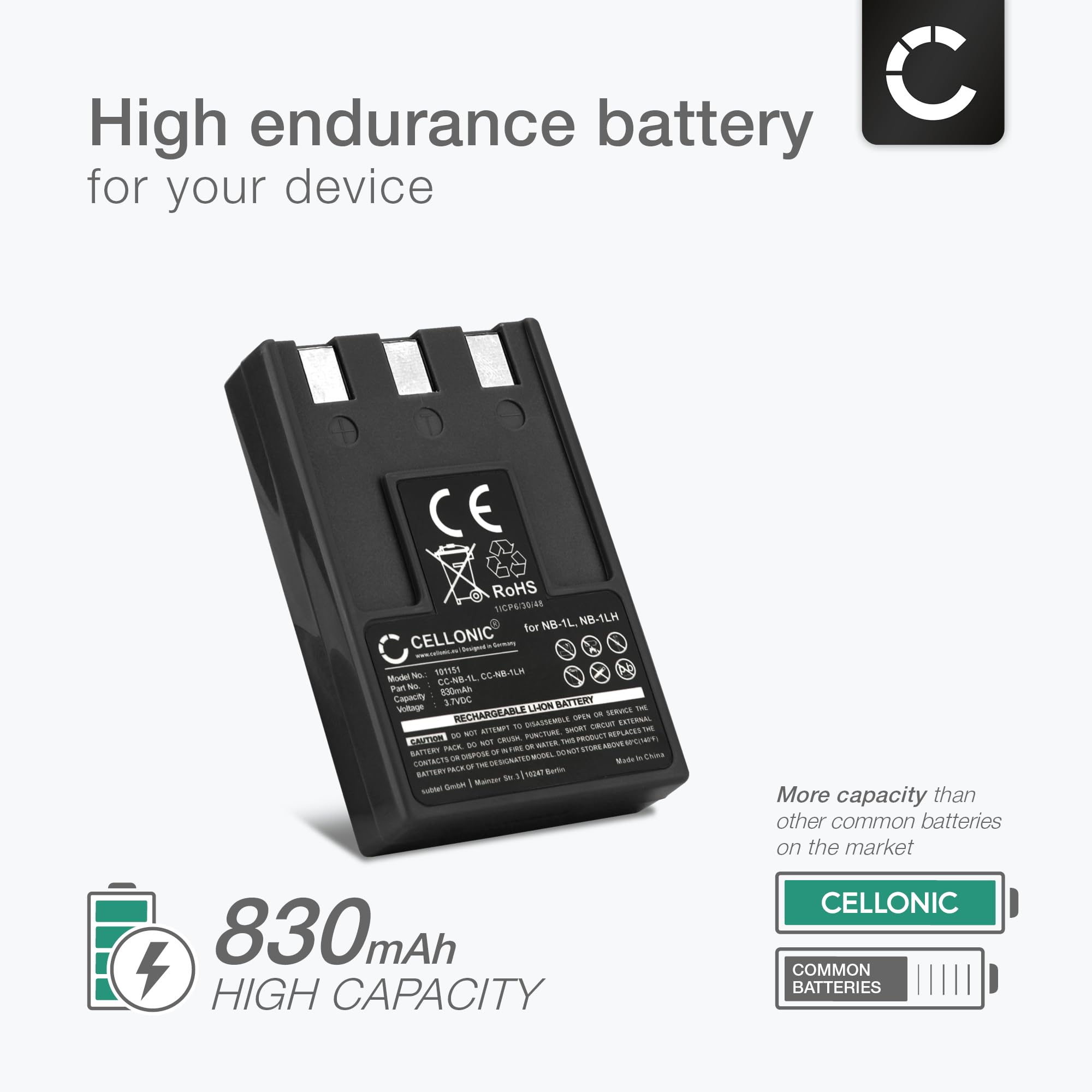 CELLONIC Batteria Per Fotocamera – Compatibile Polaroid NTA2217, PR-100DG – 3.7V 830mAh - 6