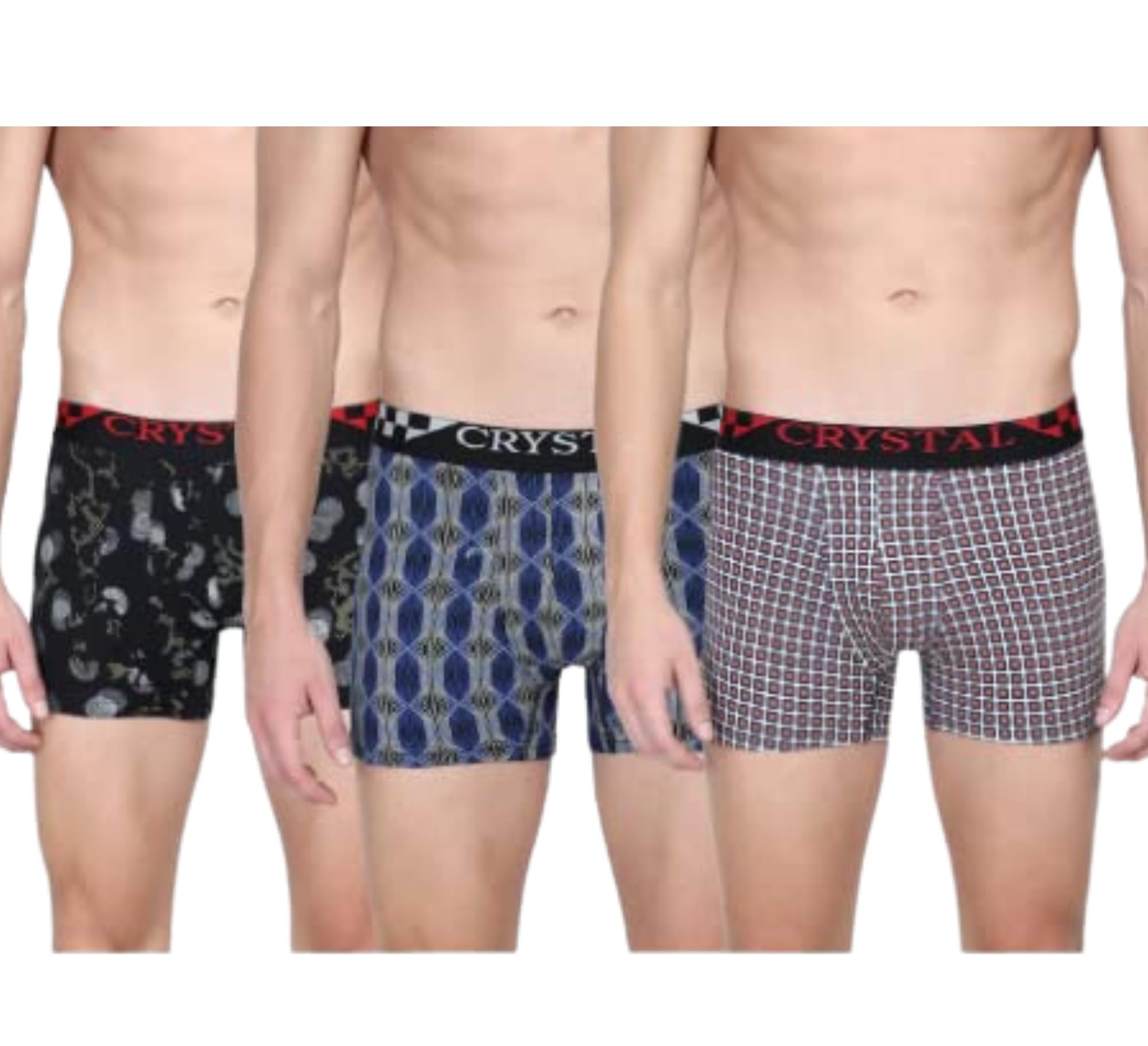 crystal Men's Cotton Elasthane Stretch Printed Hola Trunk with Super Soft Waistband |Assorted| (Pack of 3) (L) Multicolour-picture-47