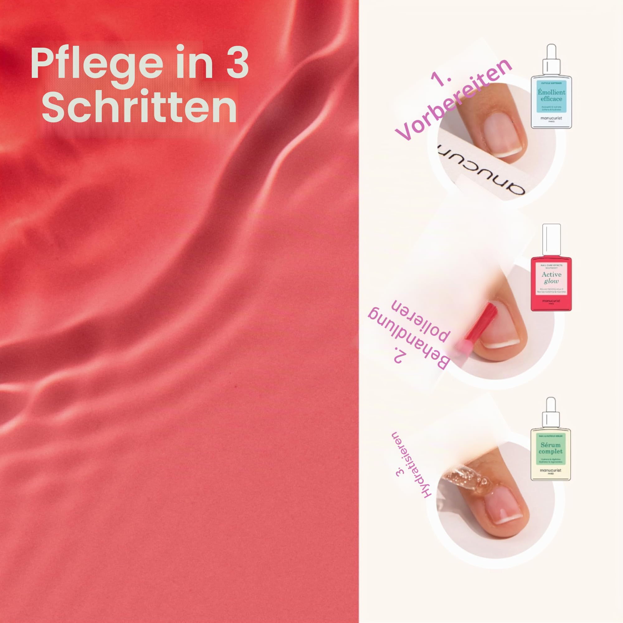 Manucurist Active™ Geschenkset Frauen, Maniküre-Set | Nagellack Active Glow Raspberry, komplettes Serum, geschmeidige Nagelhaut, 2 Feilen & Buchsbaumstäbchen