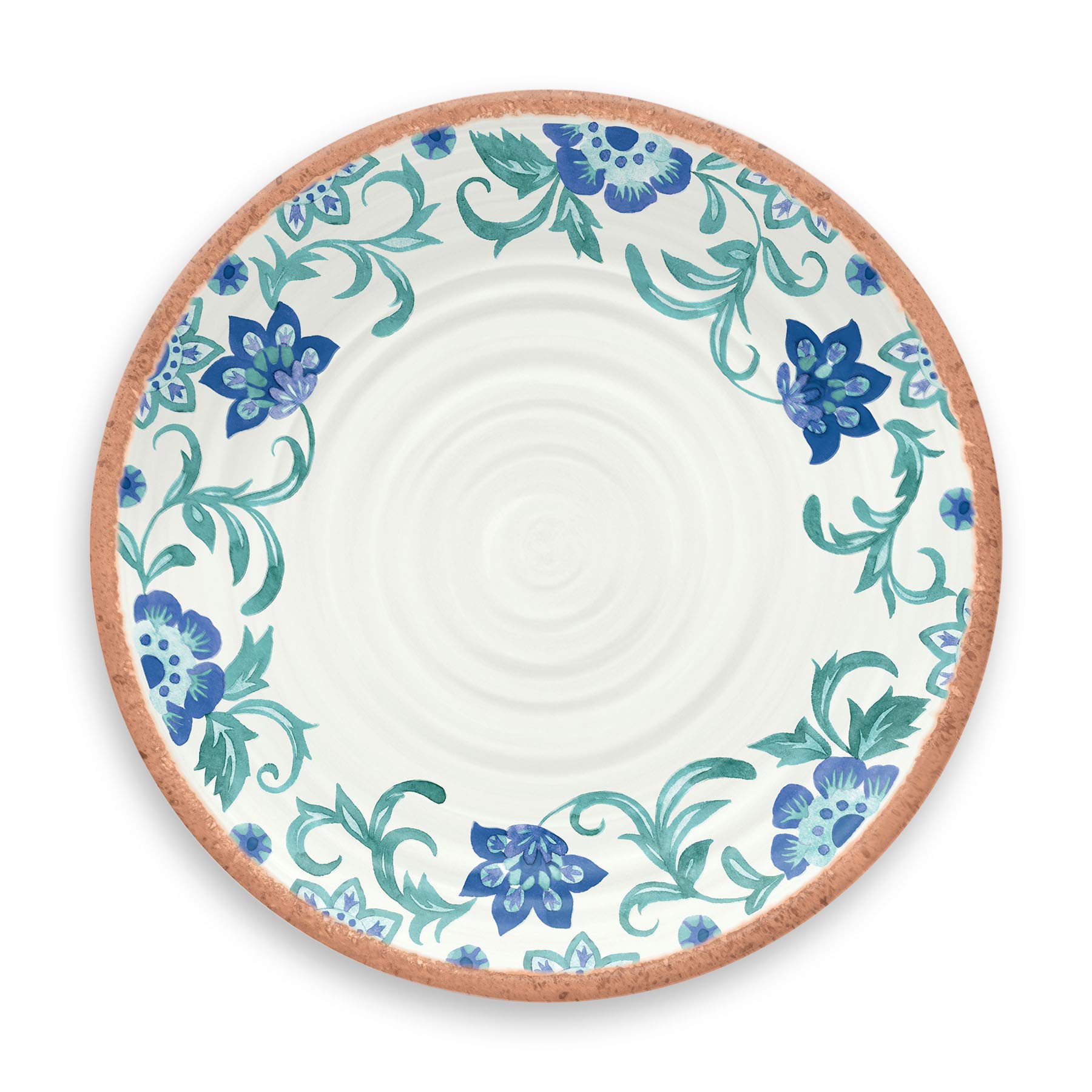 TarHong Rio Speiseteller mit türkisfarbenem Blumenmuster, 26,7 cm, Melamin, 6 Stück