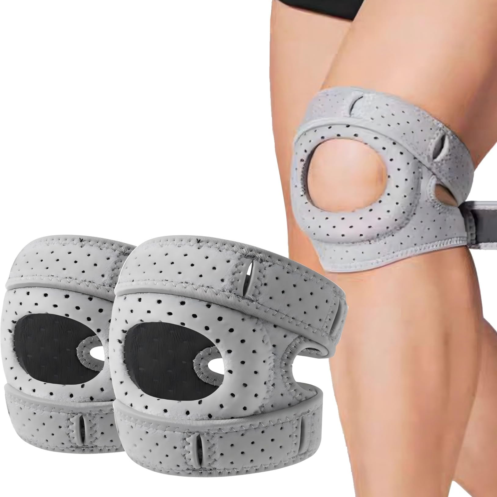 Rodillera 2.0, rodillera de artrosis de rodilla, con soporte de rodilla, ortorótula, ajustable, rodilleras Orto rótula, para corredores, tenis, artritis rótula – 2 piezas 260302-2