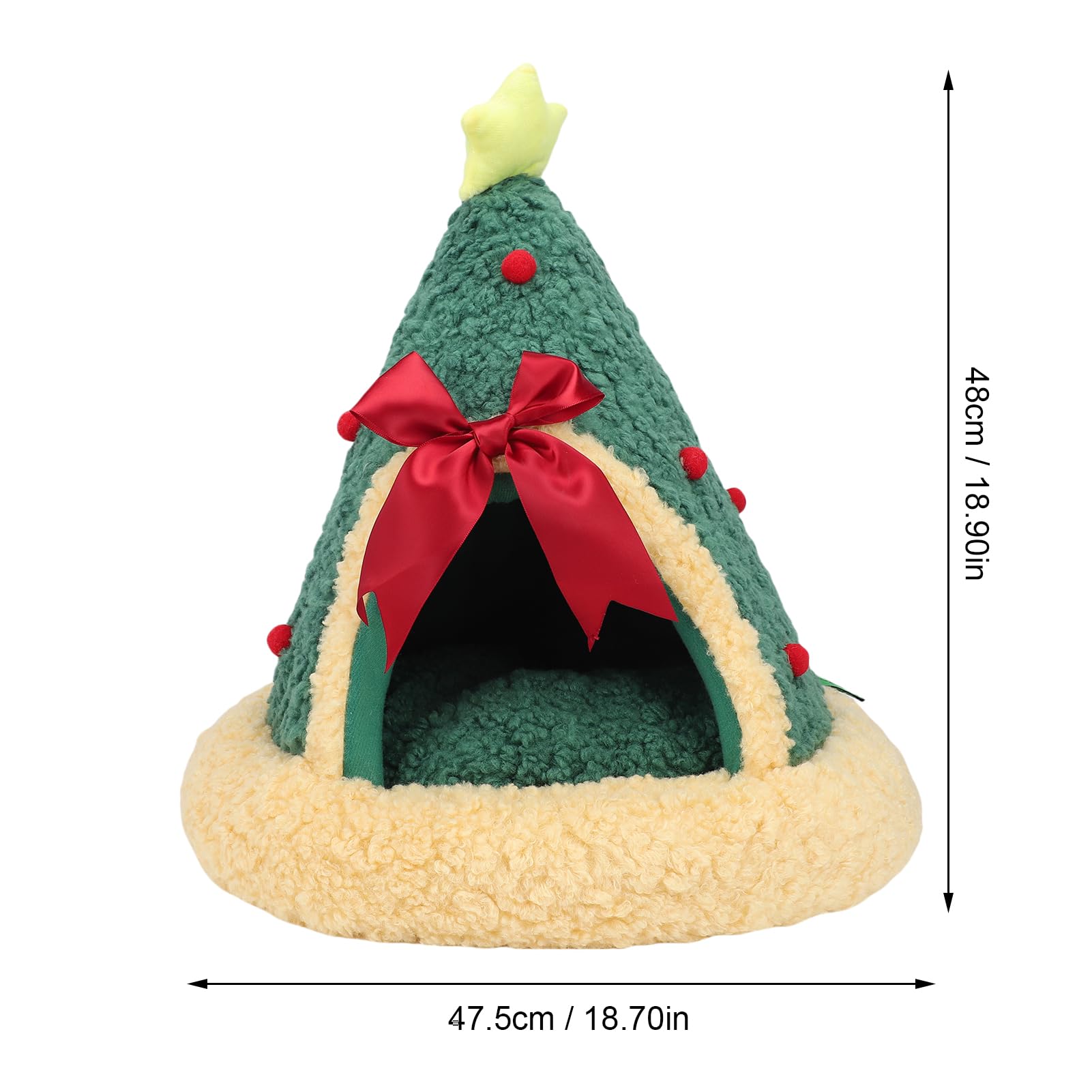 Casa para mascotas, árbol de Navidad, camas interiores para gatos, cama de cueva para gatos, diseño semicerrado, árbol de Navidad multifuncional, triangular, cama cálida para mascotas para el