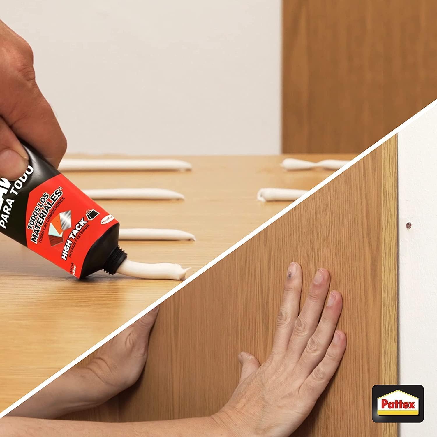Pattex No Más Clavos Para Todo HighTack, adhesivo de montaje resistente a temperaturas extremas, pegamento fuerte en superficies húmedas, adhesivo blanco, 1 tubo x 142 g — view 5