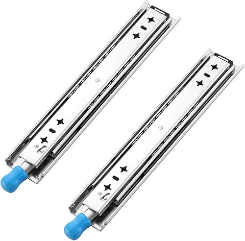 1 par de correderas industriales resistentes para cajones, 3 secciones de extensión completa con autobloqueo, riel deslizante de 2.087 in de ancho,