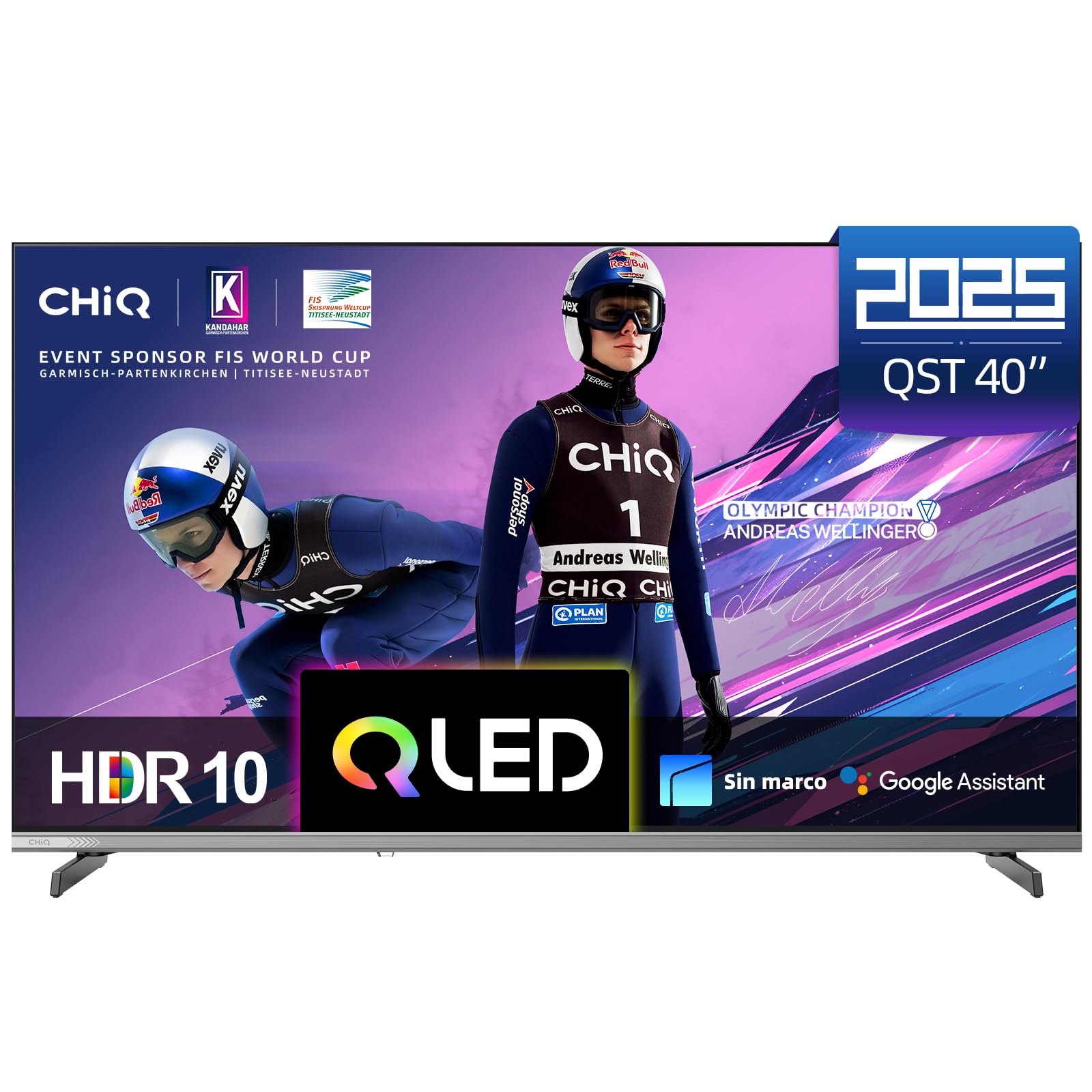 CHiQ L40QST 40 Inch (101 cm) TV QLED Pro Smart Google TV - Frameless Design with Metal, 90%,HDR10, Dolby Audio, FHD, Voice Control