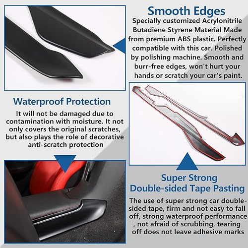 Miniatura 10 de Cubierta lateral del panel de cambios para el interior del automóvil compatible con Chevrolet Corvette C8 Stingray 2020-2023, ABS 2 piezas de