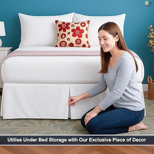 Miniatura 6 de Falda de cama plisada de lujo tamaño individual de 10 pulgadas, esquinas divididas  Hotel Luxury 1800 ultra suave a medida con volantes  Falda de