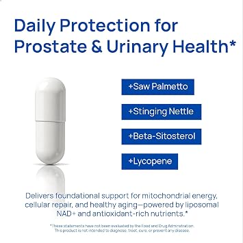 NAD Supplement for Men Liposomal NAD+ NMN Alternative Nitric Oxide Prostate Health Supplements with Resveratrol, CoQ10, L Citrulline and Lycopene for Anti-Aging & Cellular Energy Support 60 Capsules